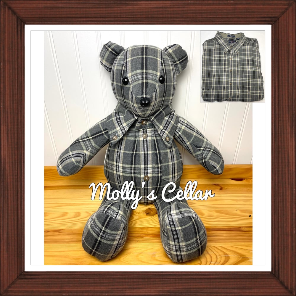 Large memory bear with collar and buttons